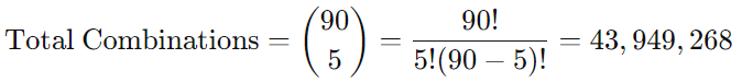 Lotto 5/90 Chance 5 odds