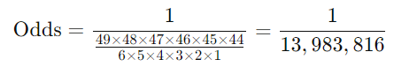 Lotto Bomba 6/49 Daily Draw odds