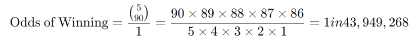 Lotto 5/90 Chance 5 CG odds