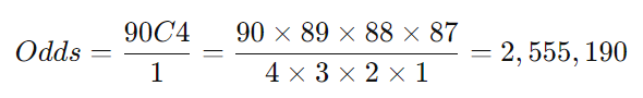 Mercury 5/90 Lottery Chance 4 odds