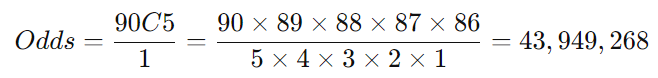 GG Lotto 5/90 Chance 5 odds
